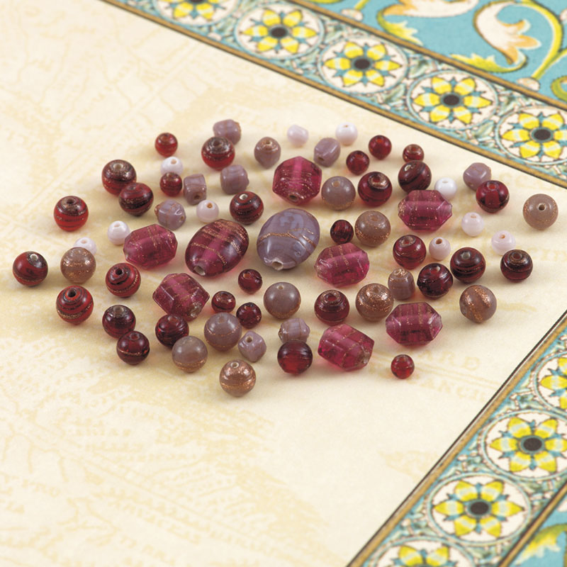 ハンドメイドガラスビーズセット［レッド系］