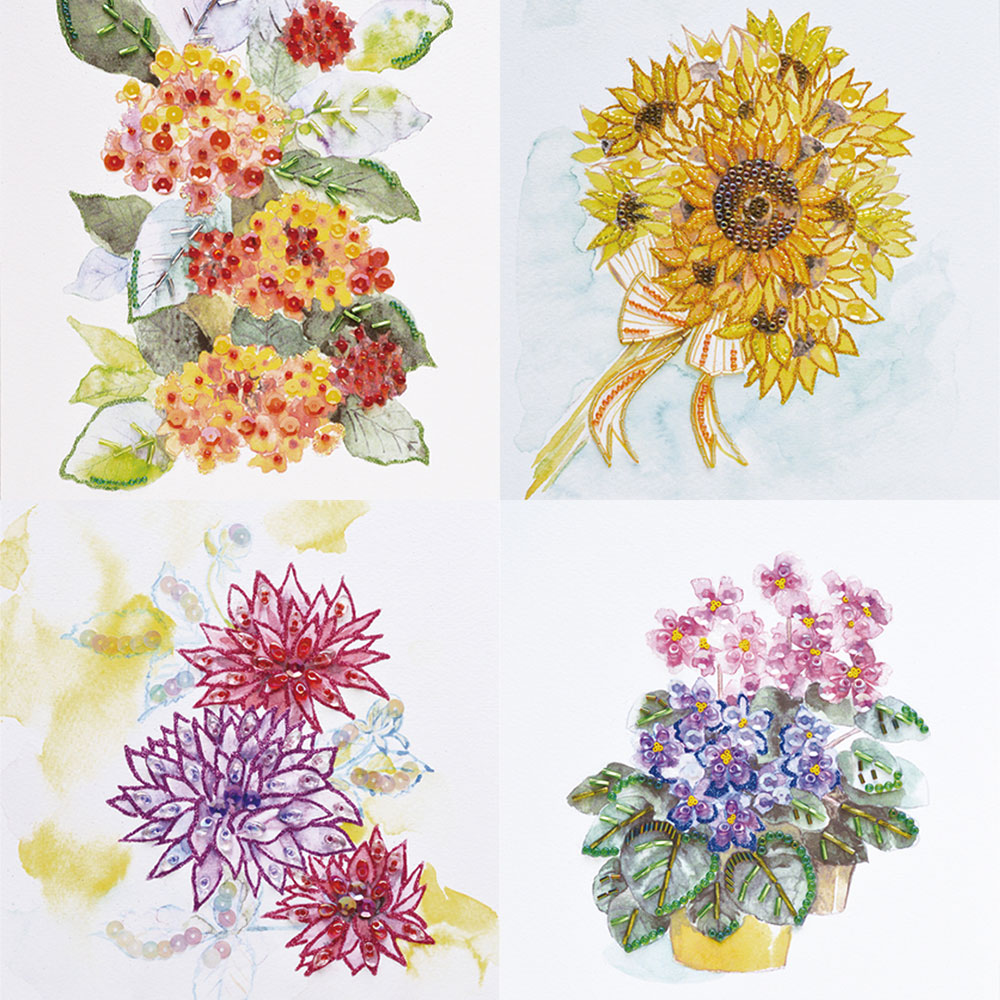 ＊花のビーズデコール4種セット