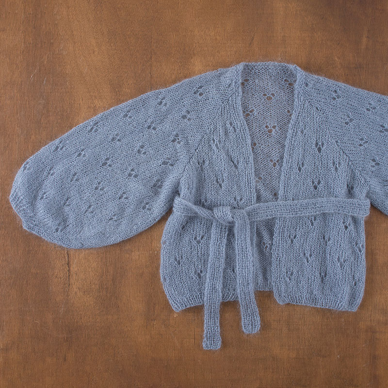 〈レシピ付き糸セット〉ベルトつきパフスリーブカーデ