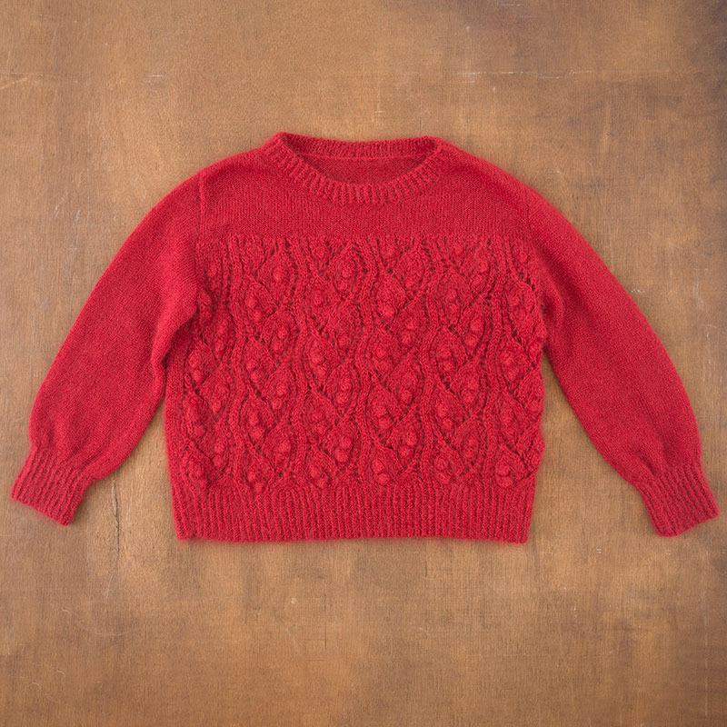 〈レシピ付き糸セット〉モヘヤの透かし柄プルオーバー