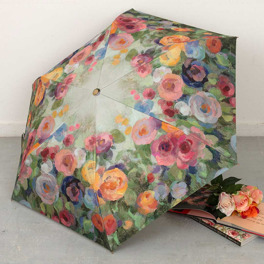 折り畳み傘［フラワーズ オン モスグリーン］