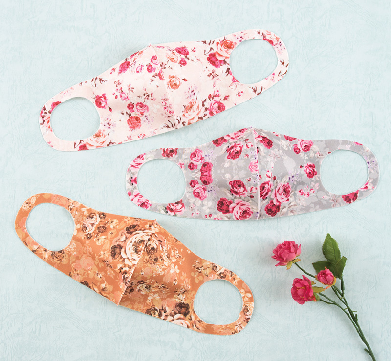 ローズマスク［ピンク×グレー×茶］3枚セット