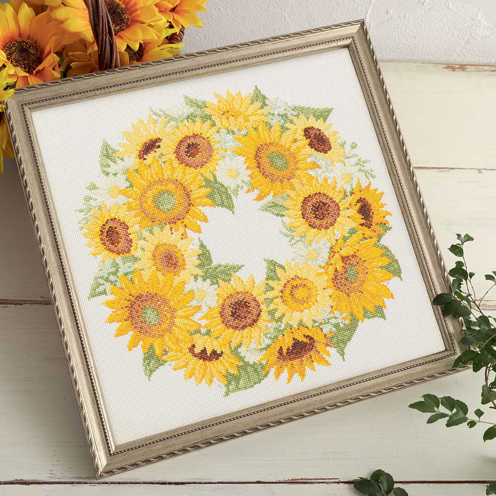 ホビーラホビーレ　クロスステッチフレーム［サンフラワーリース］