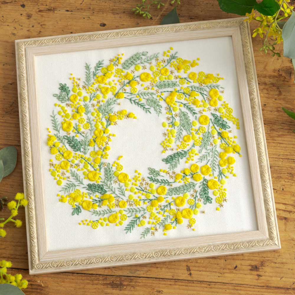 ホビーラホビーレ ステッチフレーム［ミモザのリース］