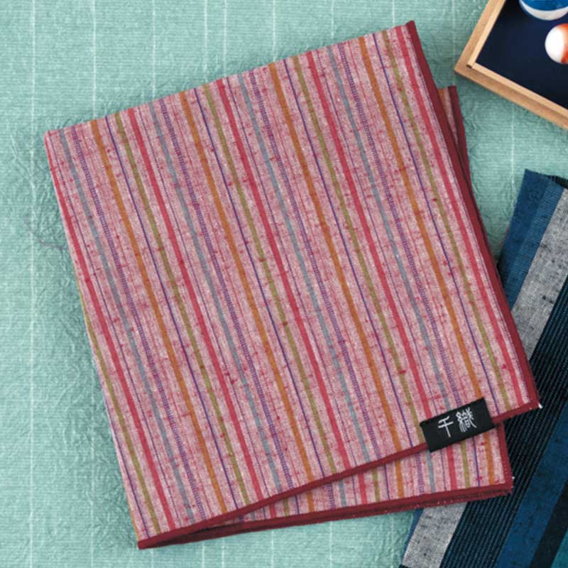 遠州木綿のハンカチ［赤手鞠］