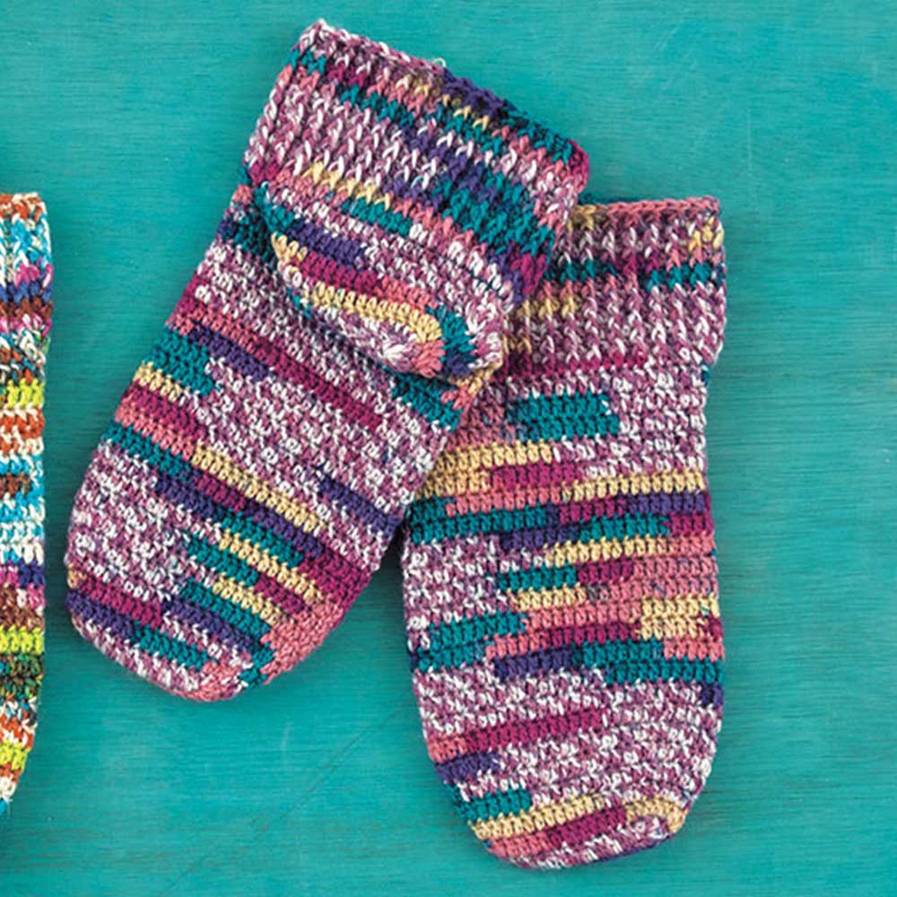 かぎ針編みのお家ソックス 紫系