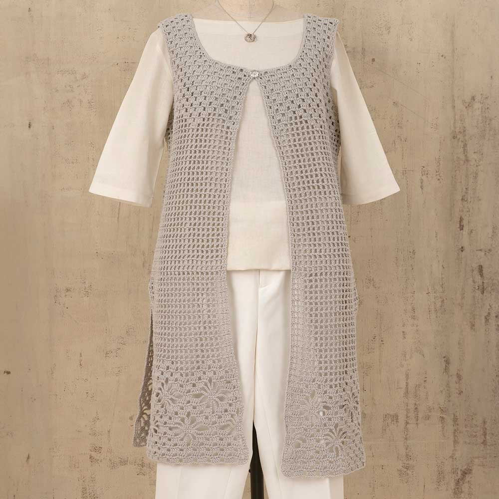 前後で着られるロングジレ