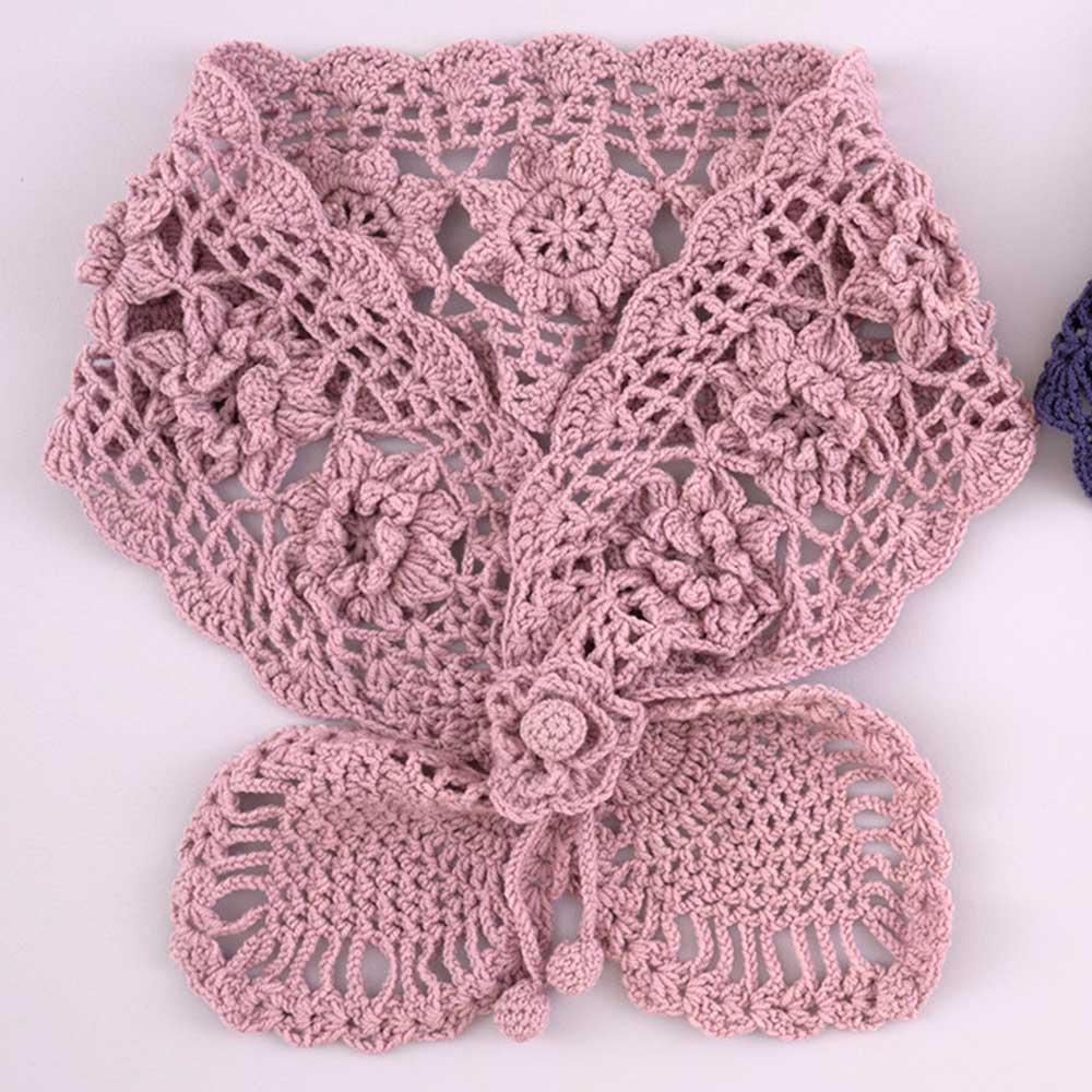 花モチーフマフラー［ピンク］