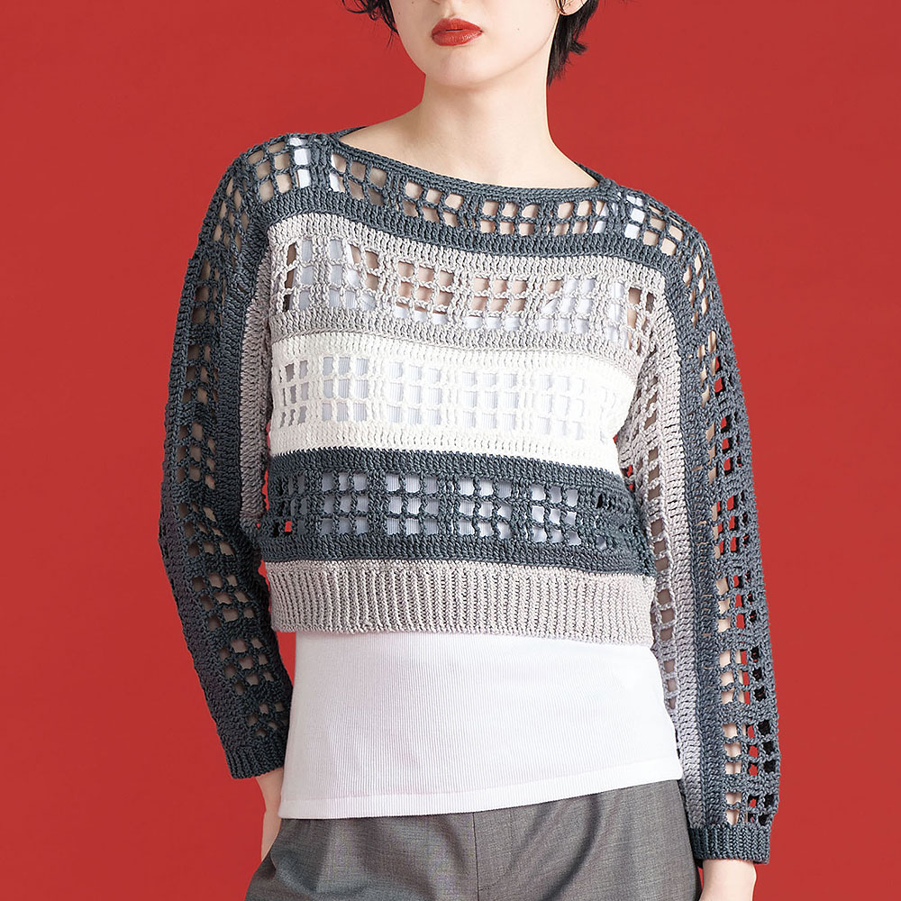 〈糸セット〉モノトーンのショートプルオーバー