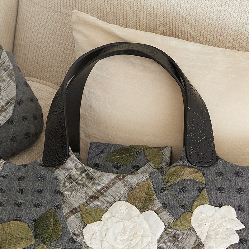 型押し本革持ち手［黒］