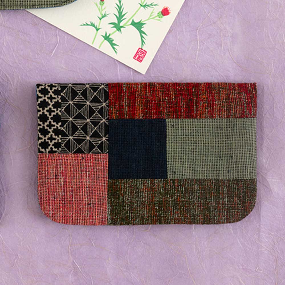 重ね染めとしごき無地のポーチ［小］