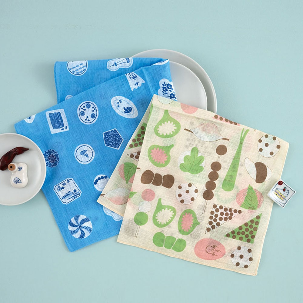 おいしいハンカチセット［和菓子＆豆皿］