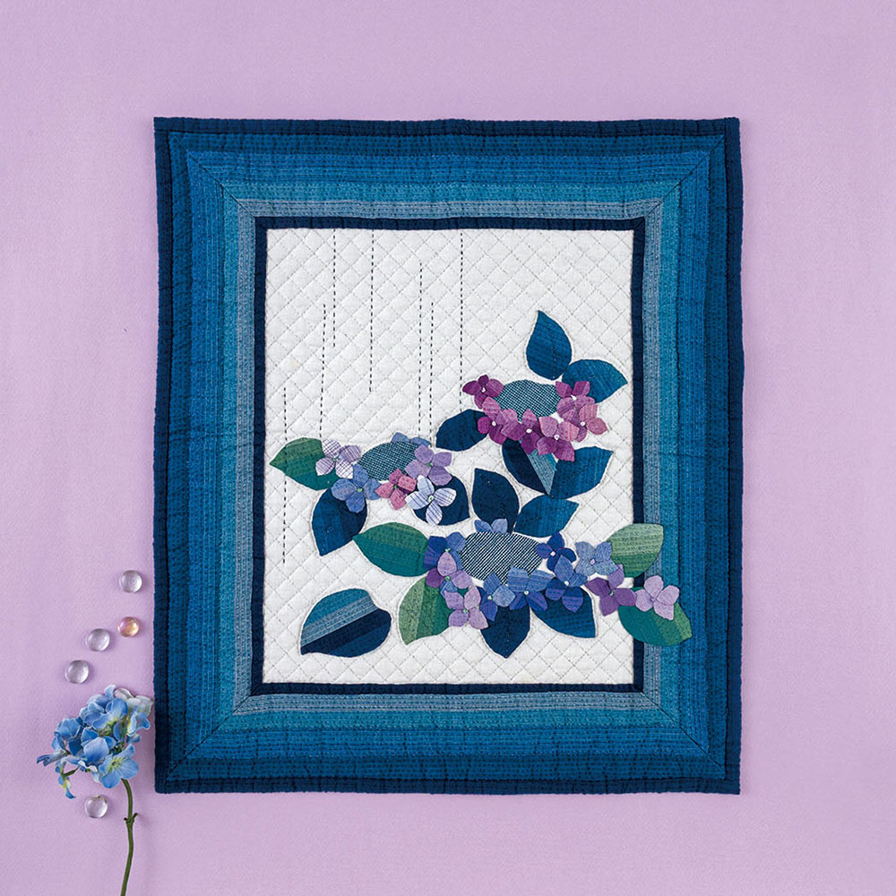 阿波しじら織　紫陽花のタぺストリー