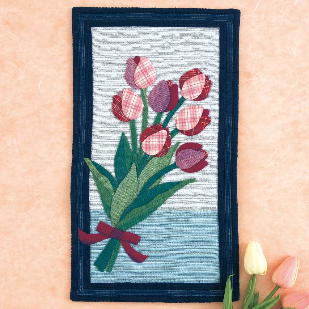 阿波しじら織 チューリップのミニタペストリー