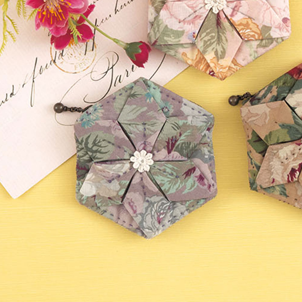 折り紙キルトのミニポーチ［パープル］