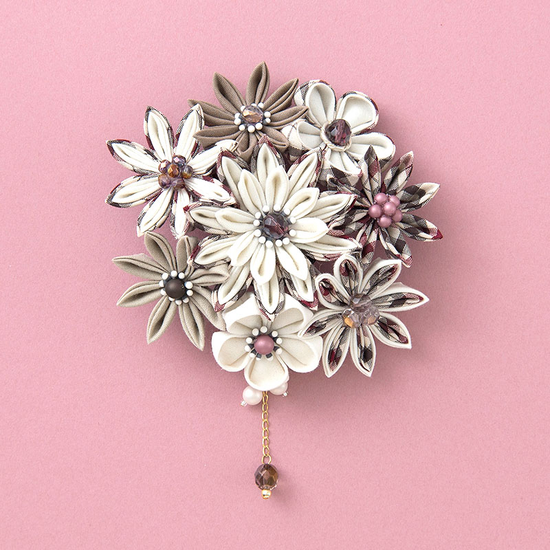 ナチュラルコサージュ［ホワイトチェック］