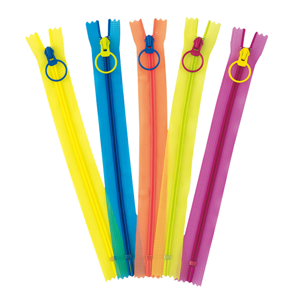 カラフルファスナー25cm　5本セット［蛍光タイプ］