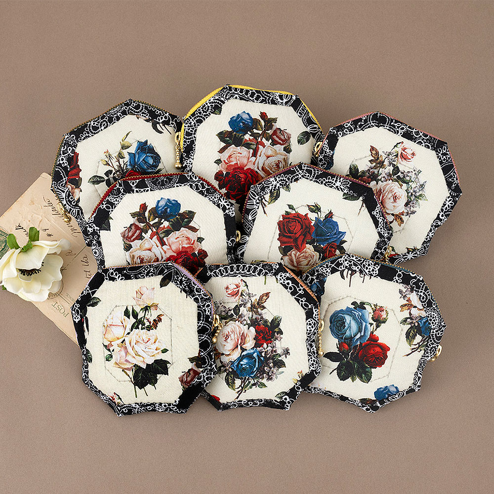 八角形ミニポーチ8個［8色ファスナー］