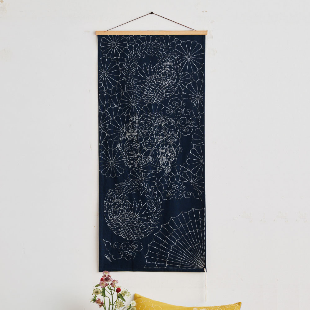 お祝いの刺し子布［七福神］