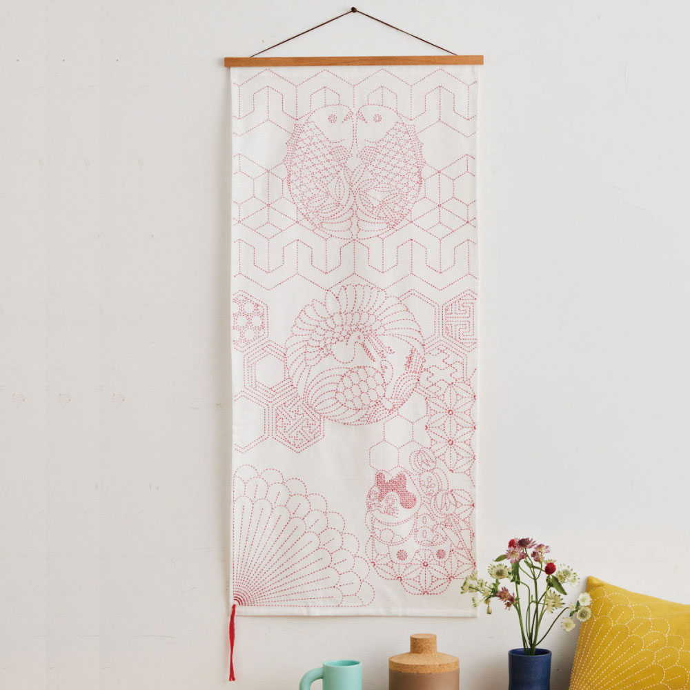 お祝いの刺し子布［寿］