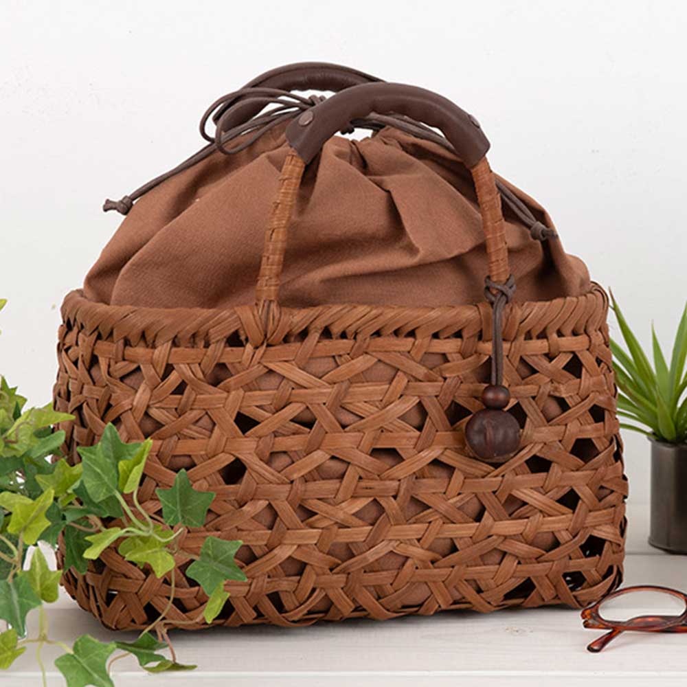 やまぶどうの手提げかご［みだれ編・巾着袋つき］