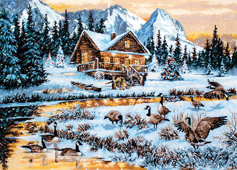 クロスステッチキット「水辺の雁」