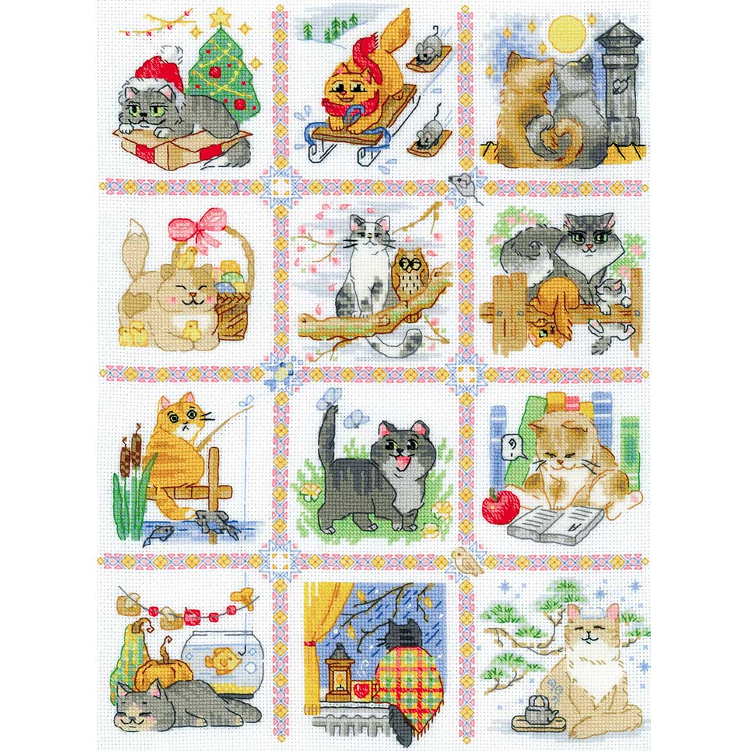 クロスステッチキット「キャットカレンダー」