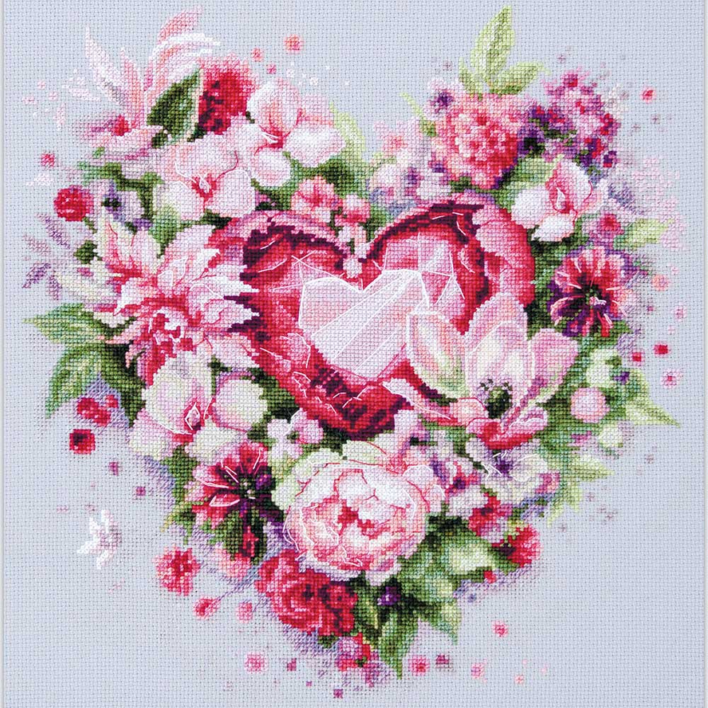 クロスステッチキット［ブルーミングハート］