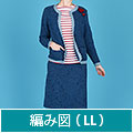 編み図【配送】 ブルーのジャケット＆スカート(ＬLサイズ)