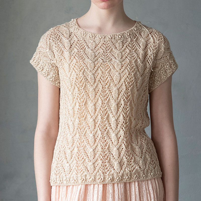 全図解編み図【配送】 フレンチスリーブのプルオーバー