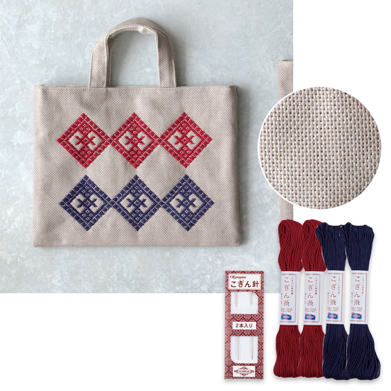 こぎん刺しセット［赤・紺色］