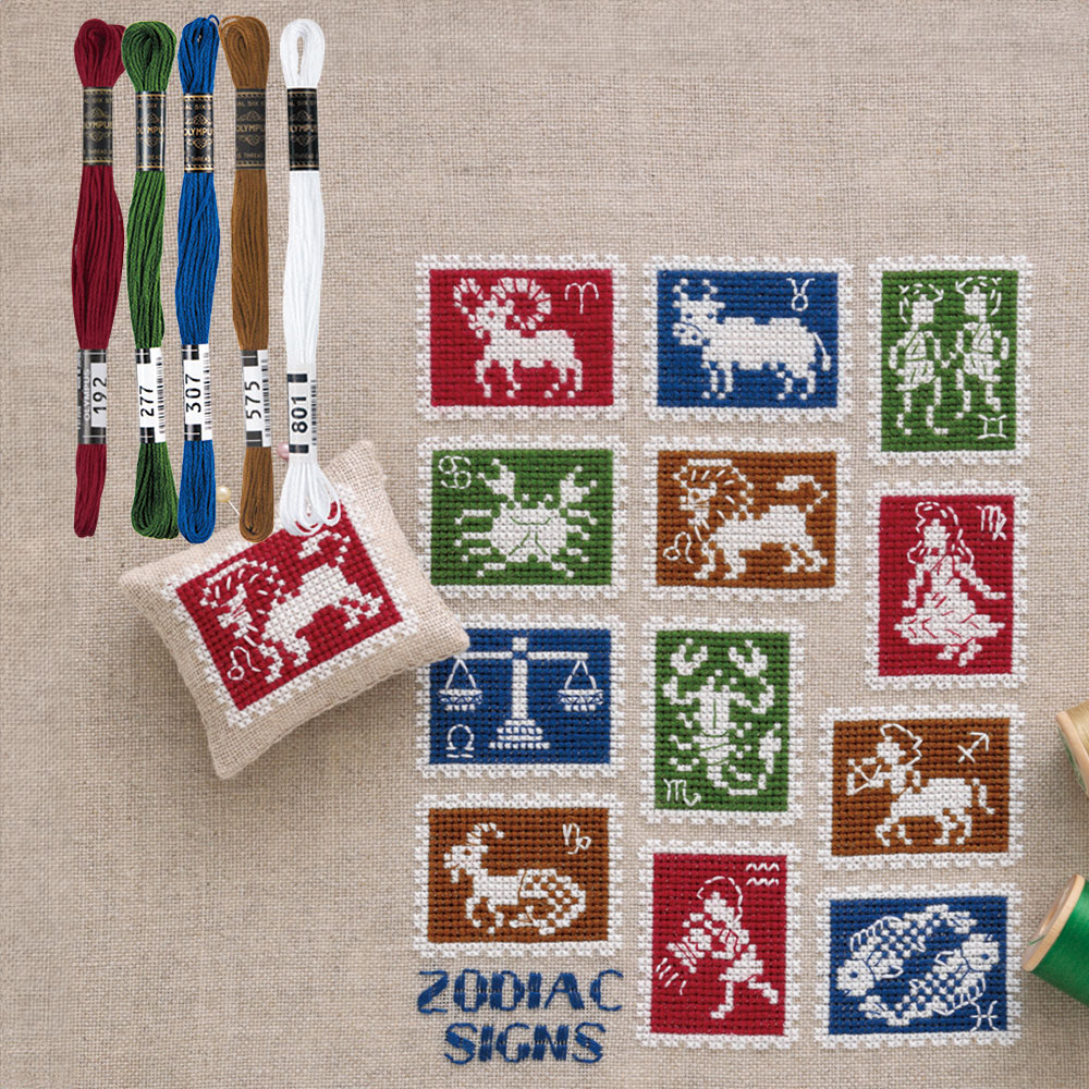 「切手風の星座サンプラー」糸セット