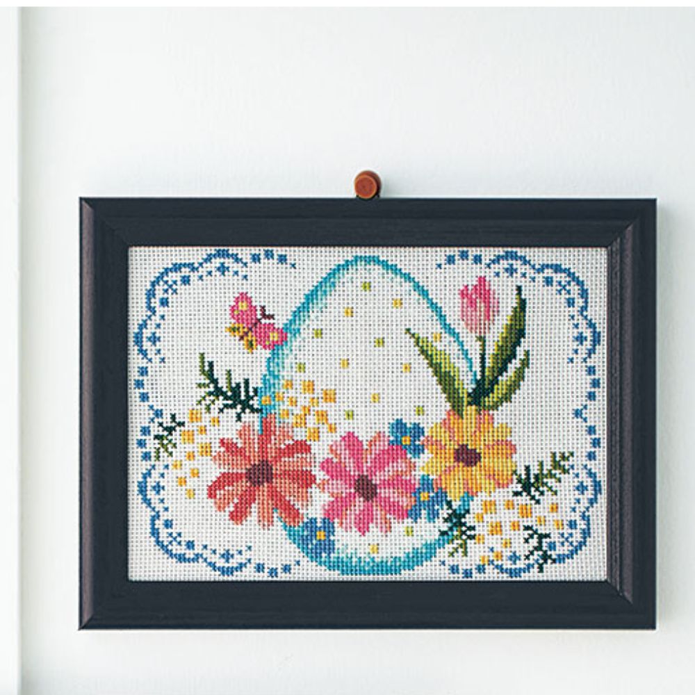 彩葉・フラワーガーデンクロスステッチ手作りキット　ガーベラとエッグ