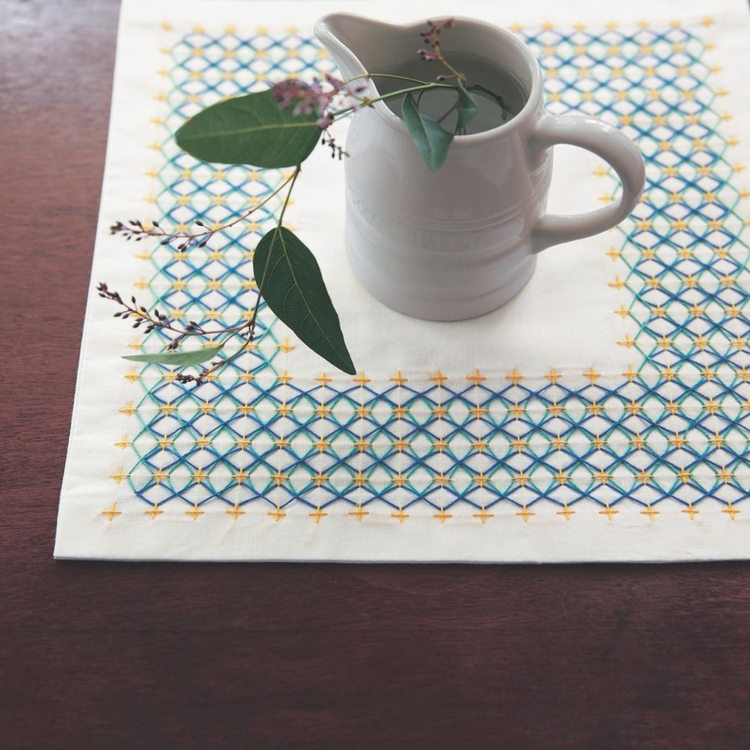 華やぎ刺し子の花ふきん 朝顔 (5)