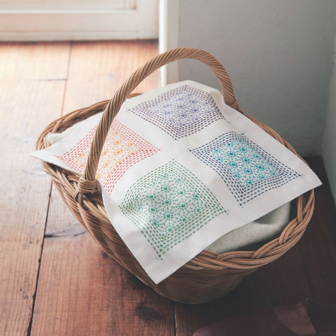 華やぎ刺し子の花ふきん 麻の葉　(12)