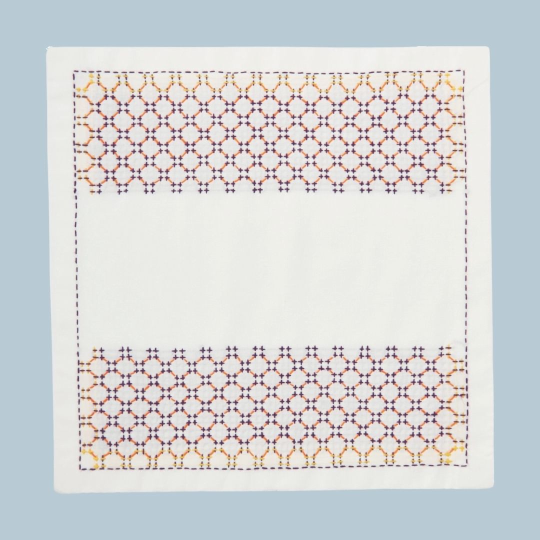 華やぎ刺し子の花ふきん 井桁に八角(1)