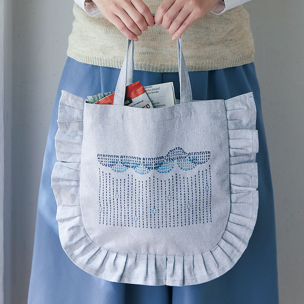 刺し子のバッグ手作りキット　RAIN