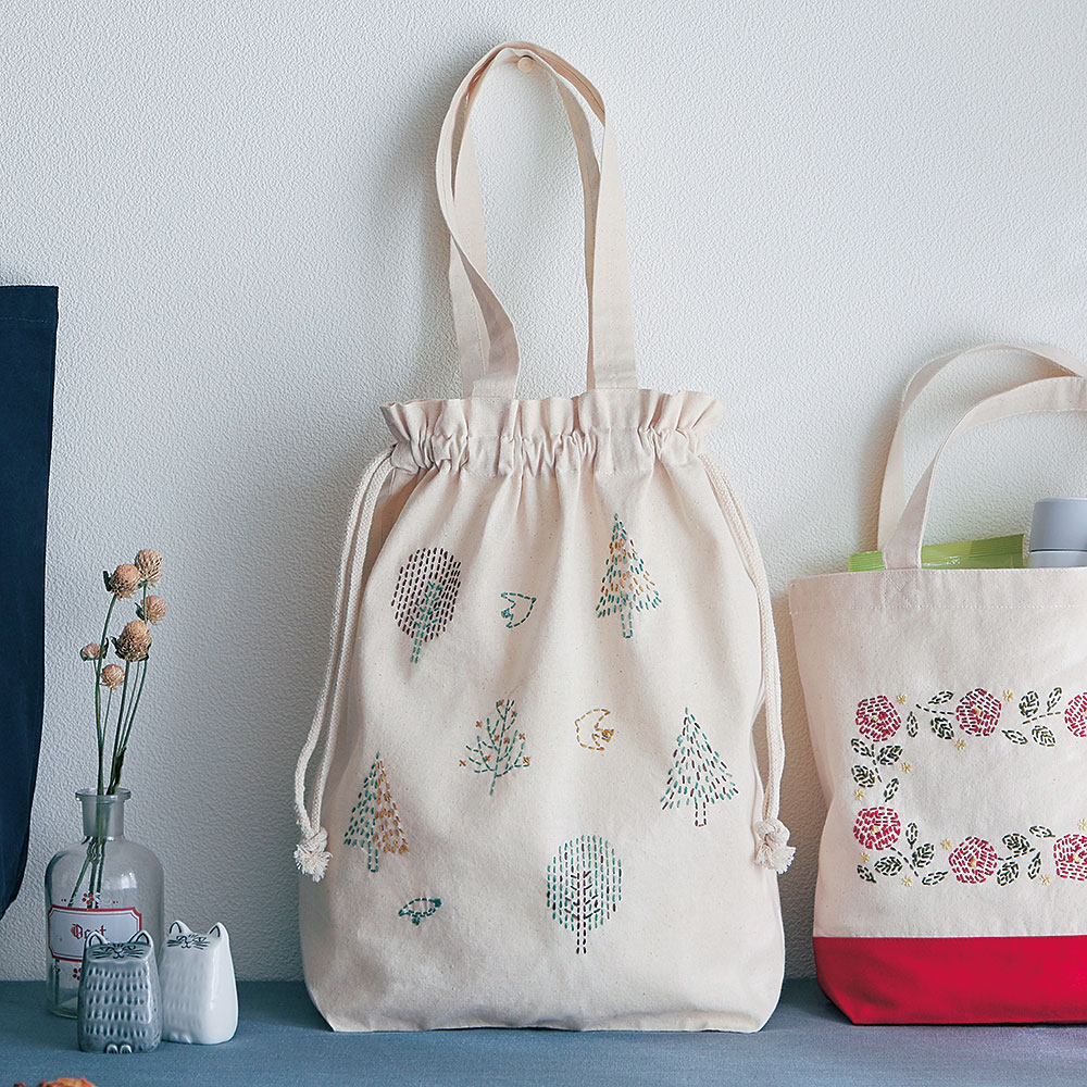 namai バック　ハンドメイド　刺子　刺繍 ネイビータイプの花刺繍ワンショルダーバッグ トートバッグ 桃屋ぴちこ