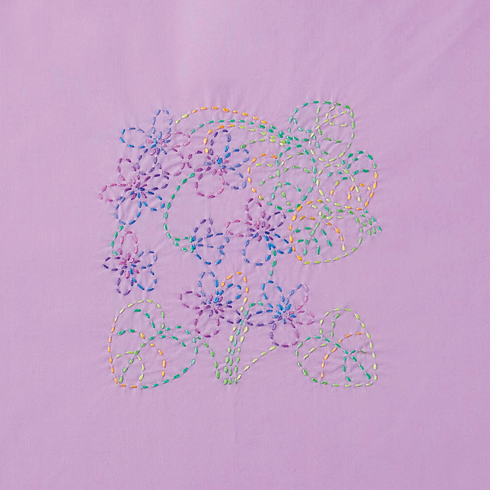 縫製済み刺し子の風呂敷　スミレ