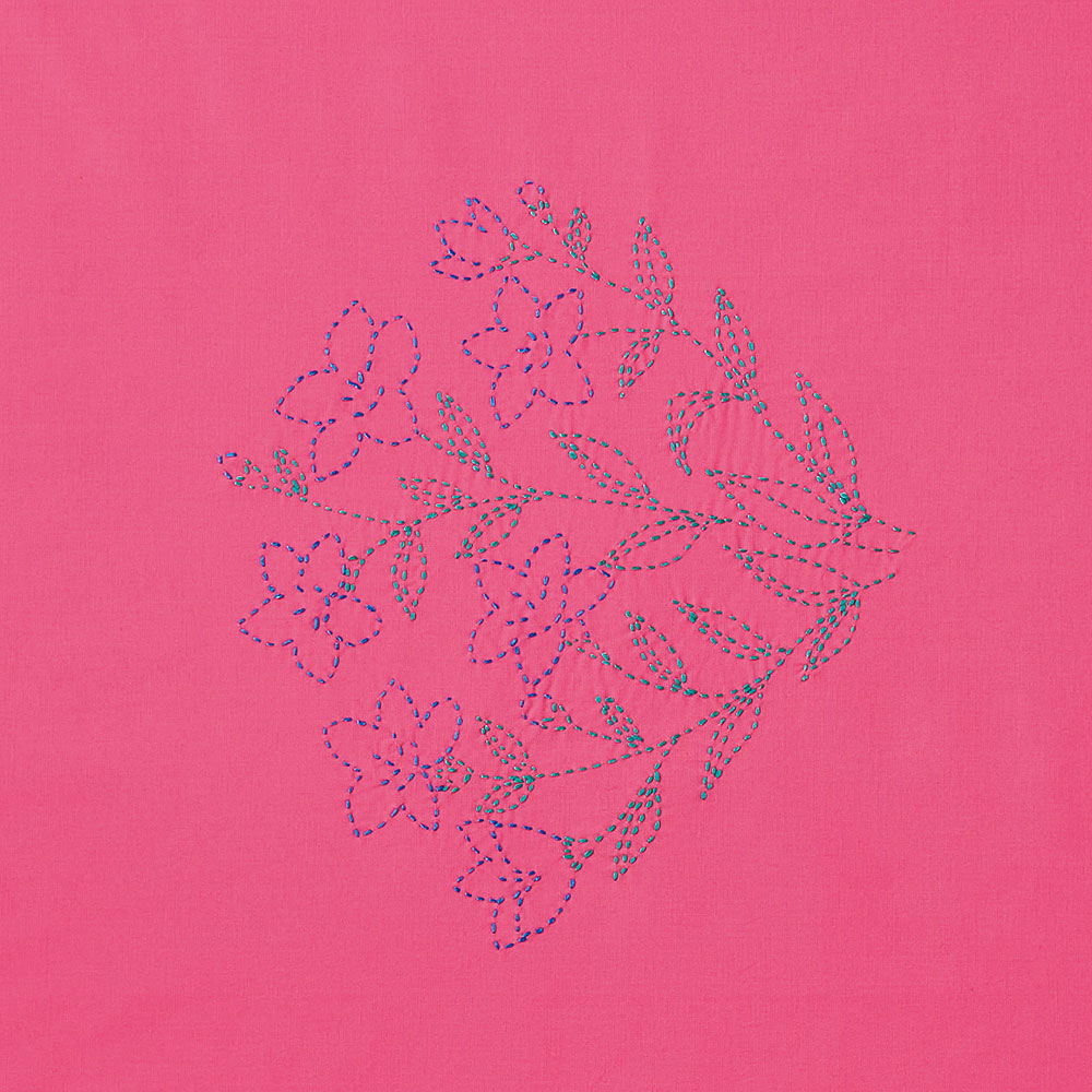 縫製済み刺し子の風呂敷　桔梗