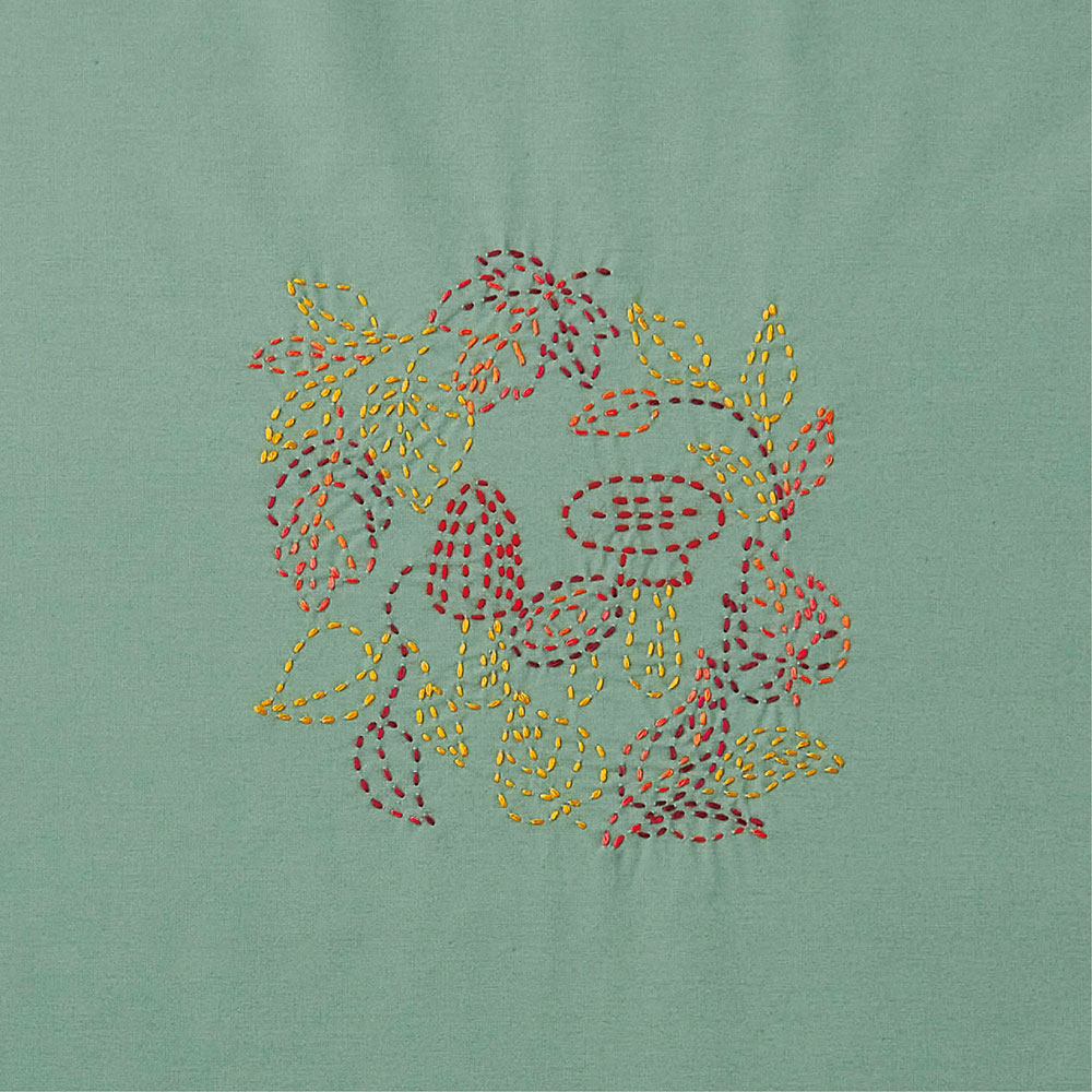 縫製済み刺し子の風呂敷　キノコ