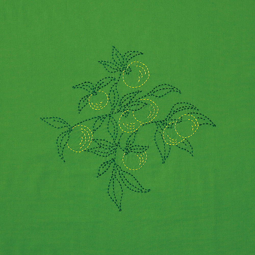 縫製済み刺し子の風呂敷　柚子