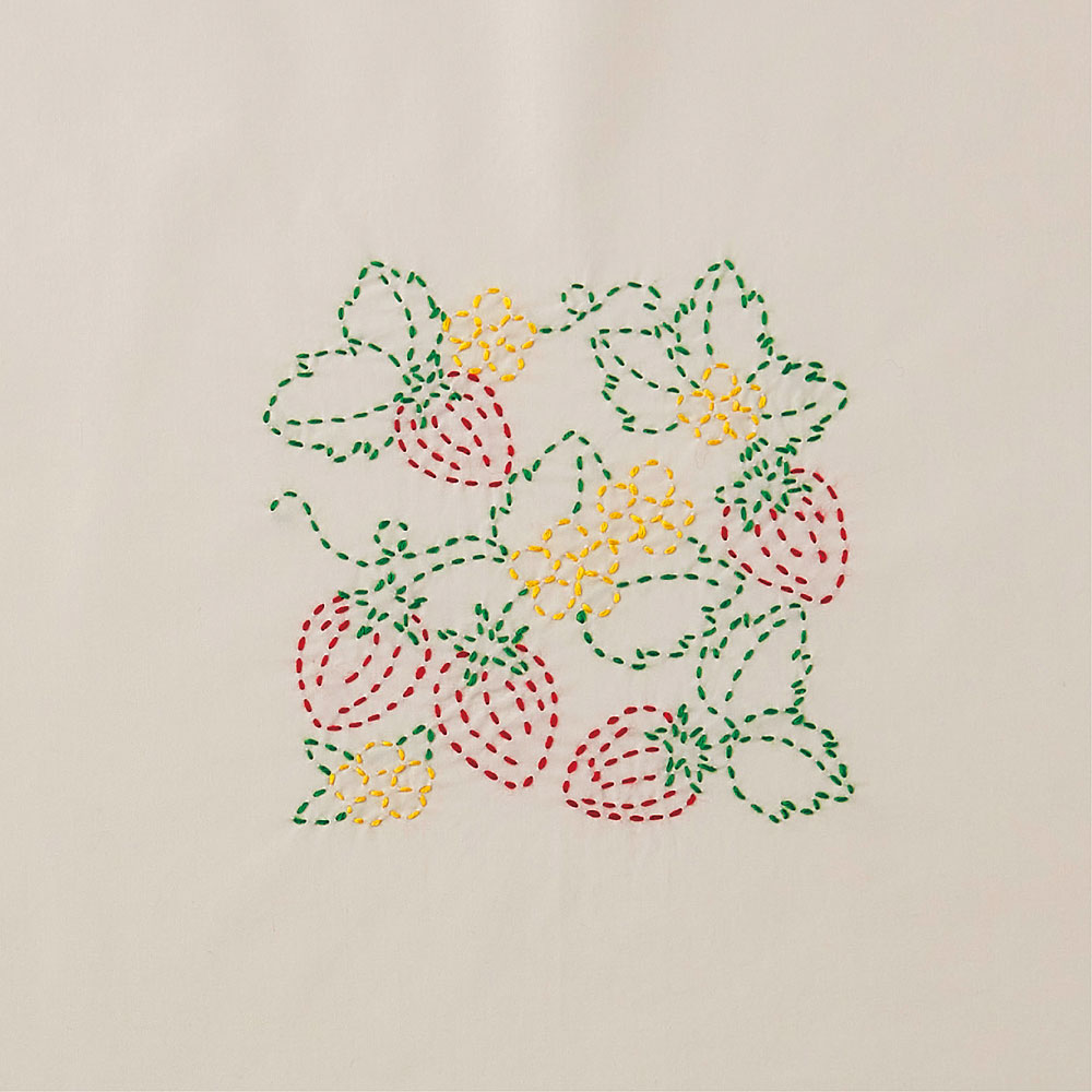 縫製済み刺し子の風呂敷　イチゴ
