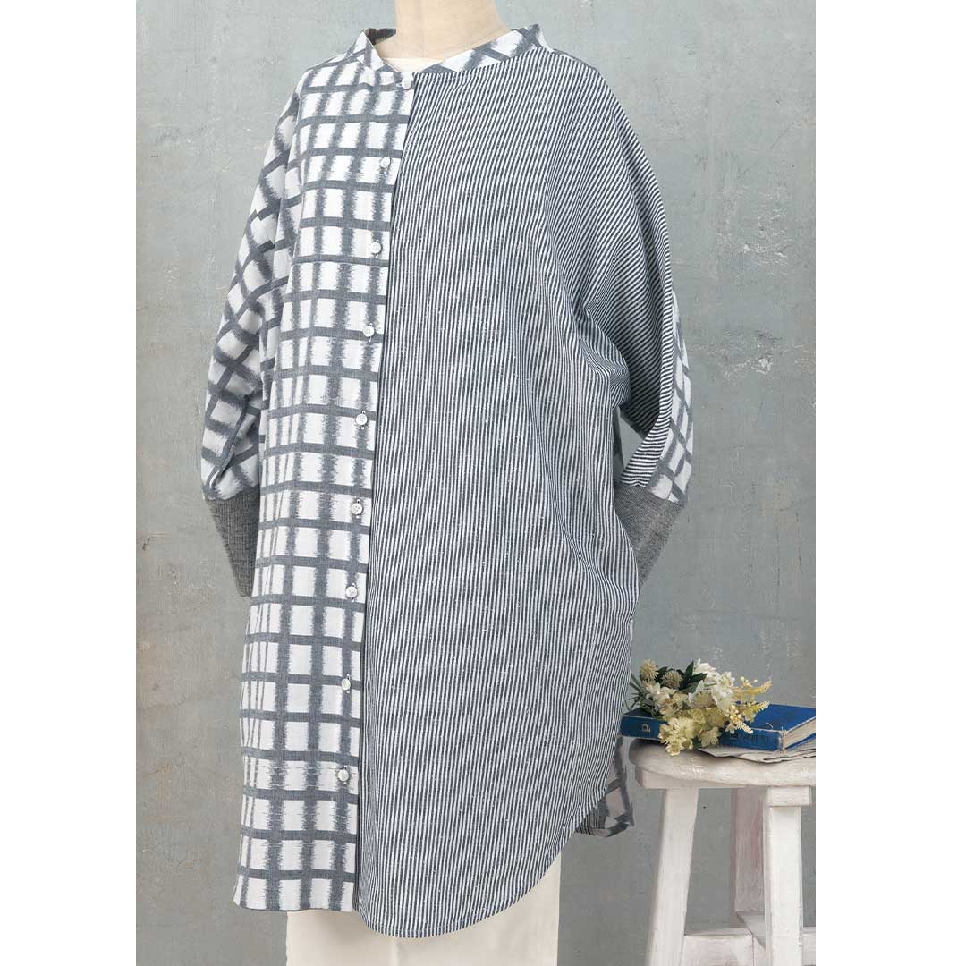 久留米絣の配色チュニック