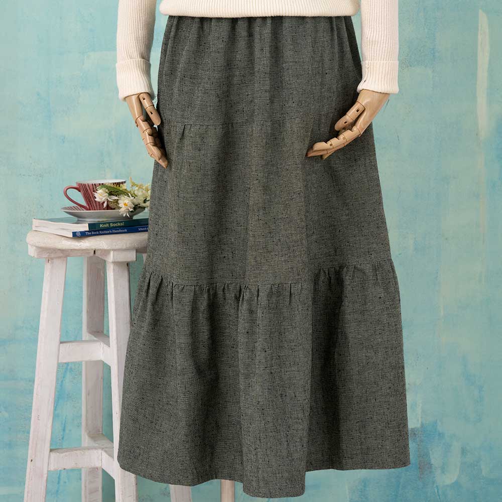 久留米絣のティアードスカート