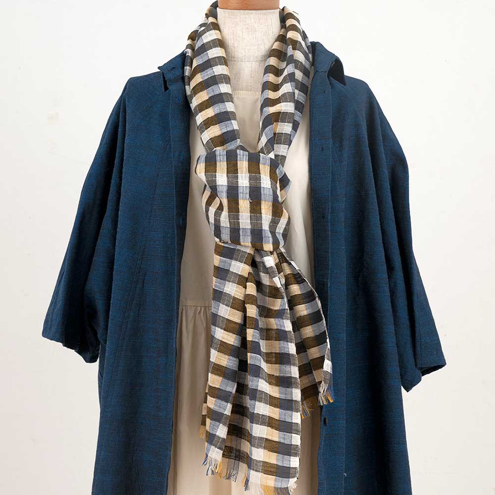 久留米絣のストール［チェック］