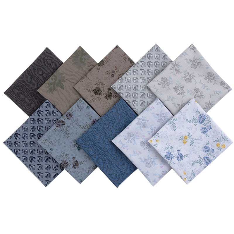 パッチワークコレクション10枚セット［ブルー・グレー系］