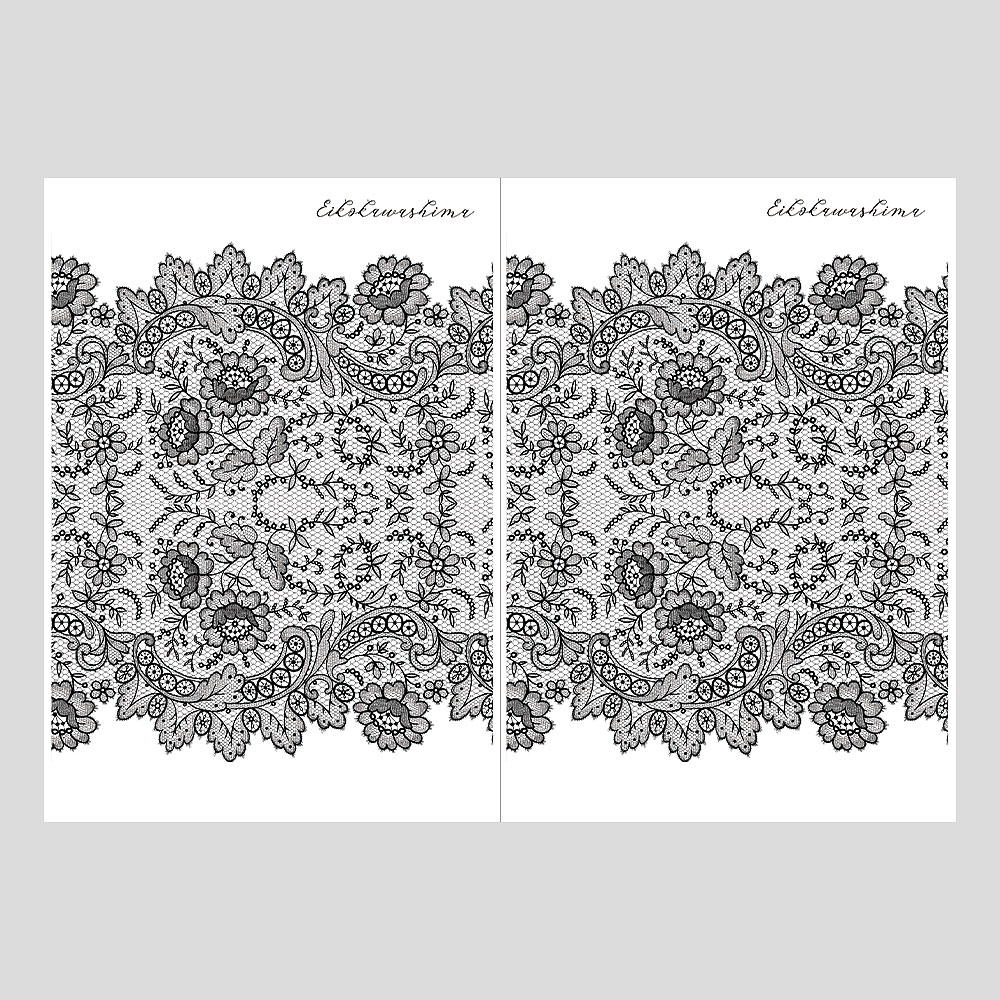 川島詠子A5シルクスクリーン「フレンチレースのマスク」