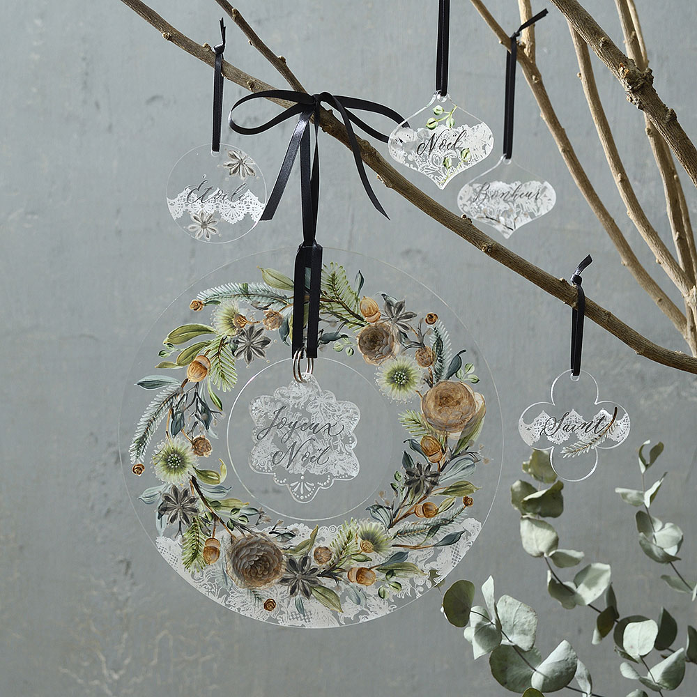 〈素材セット〉沖 昭子の「木の実のグリーンリース」を描く［シルクスクリーン付］