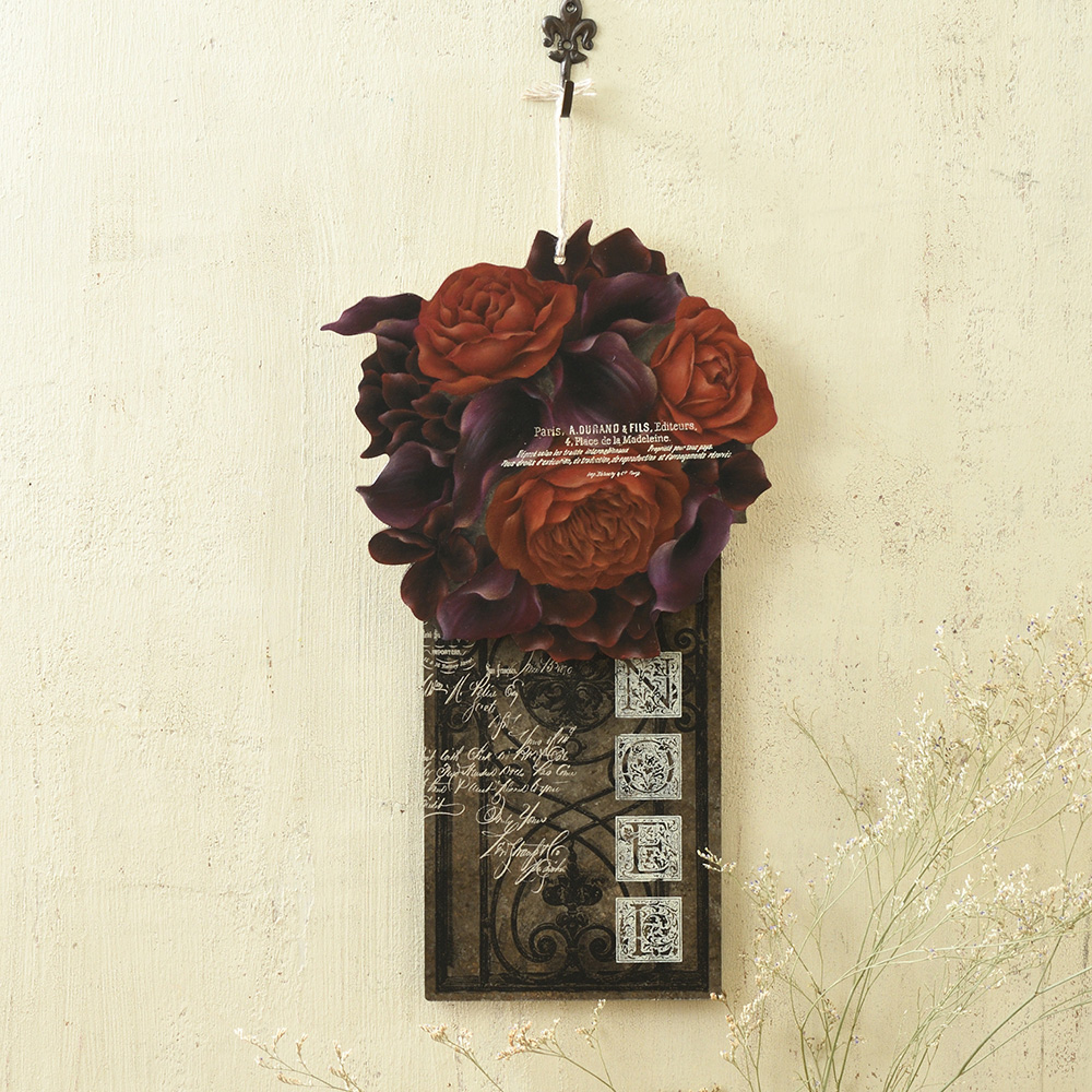 〈素材セット〉河崎 香の「ボルドーカラーのラウンドブーケ」を描く［シルクスクリーン付］